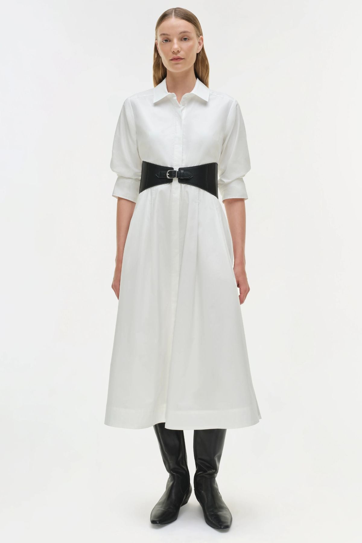 Simkhai Olsen Belted Dress - White