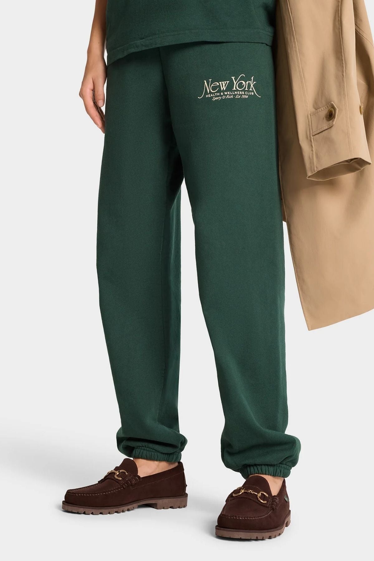 Sporty & Rich NY 94 Sweatpant - Forest/ Cream