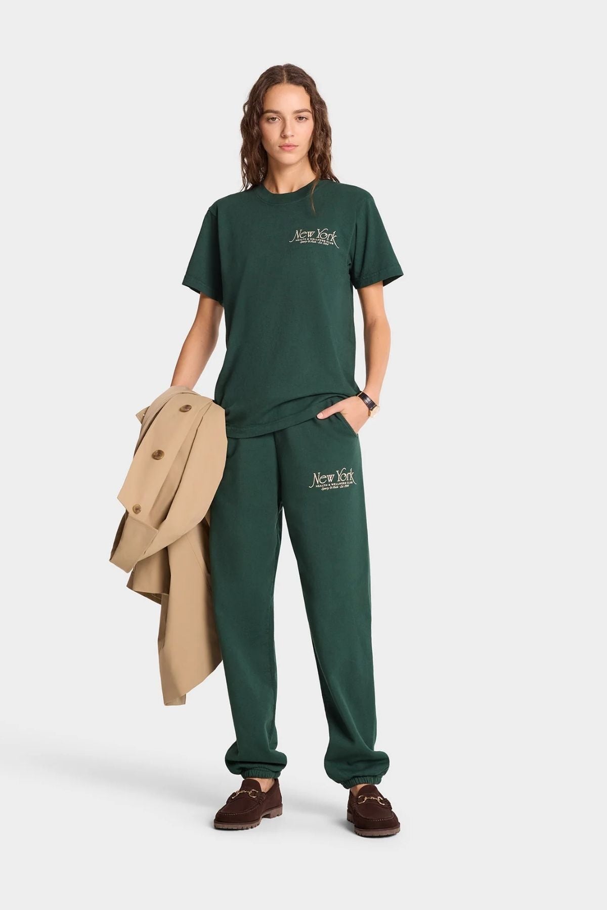 Sporty & Rich NY 94 Sweatpant - Forest/ Cream