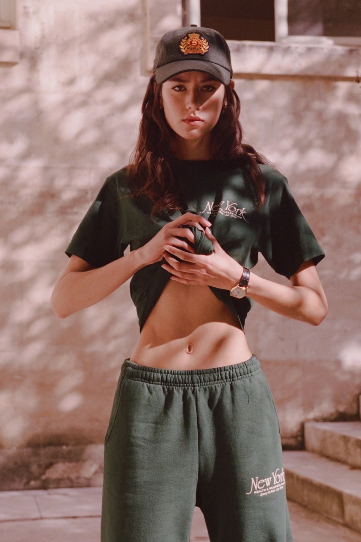 Sporty & Rich NY 94 Sweatpant - Forest/ Cream