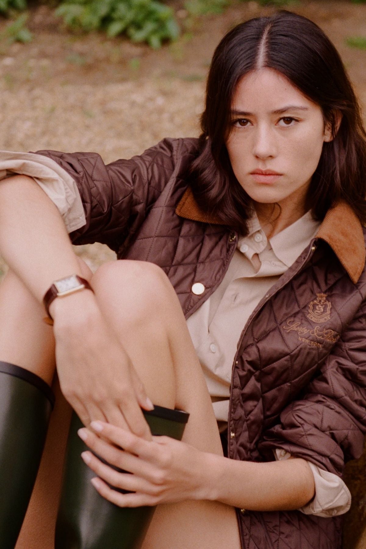 Sporty & Rich SRC Oversized Shirt - British Tan/ White