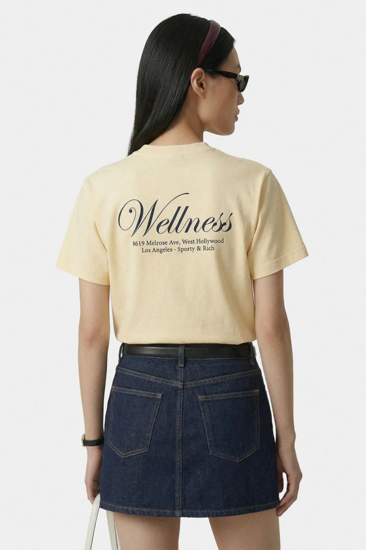 Sporty & Rich Avenue T-Shirt - Almond/ Navy