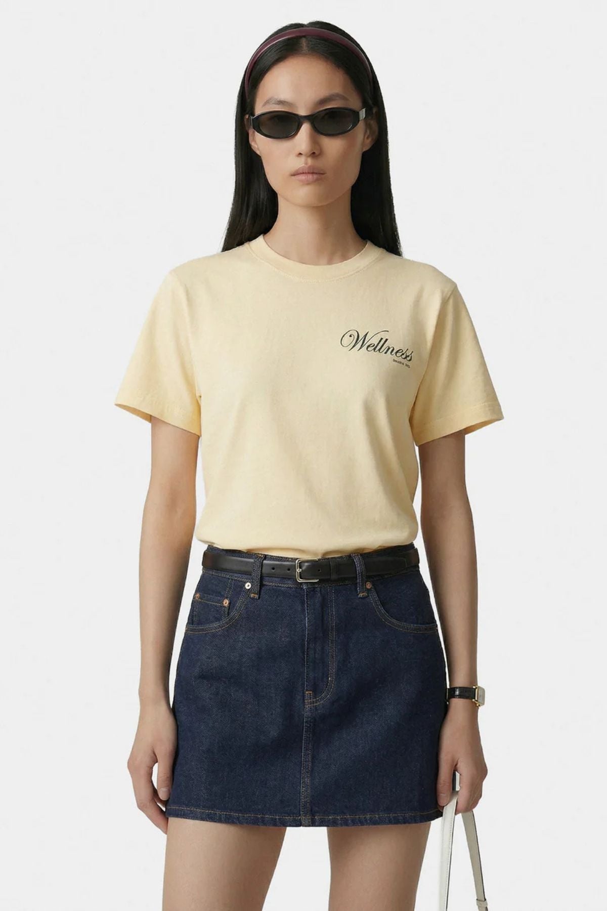 Sporty & Rich Avenue T-Shirt - Almond/ Navy