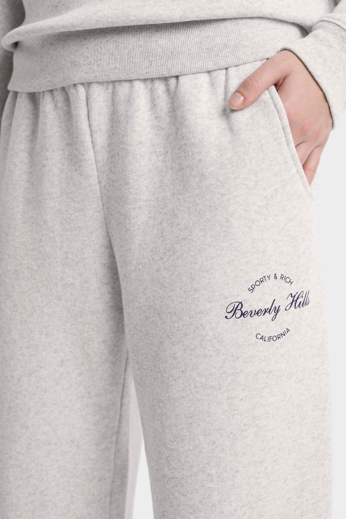 Sporty & Rich Beverly Script Soft Sweatpant - Heather Grey