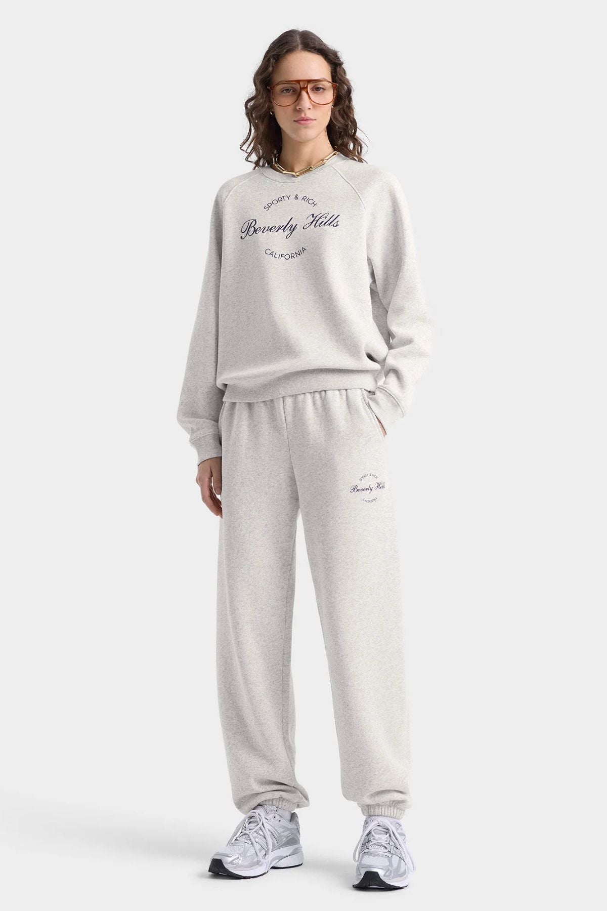 Sporty & Rich Beverly Script Soft Sweatpant - Heather Grey