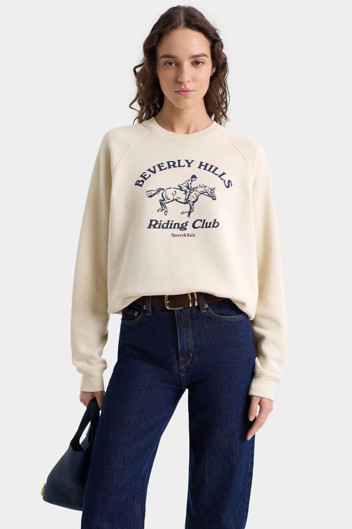 Sporty & Rich BH Riding Club Soft Crewneck - Cream