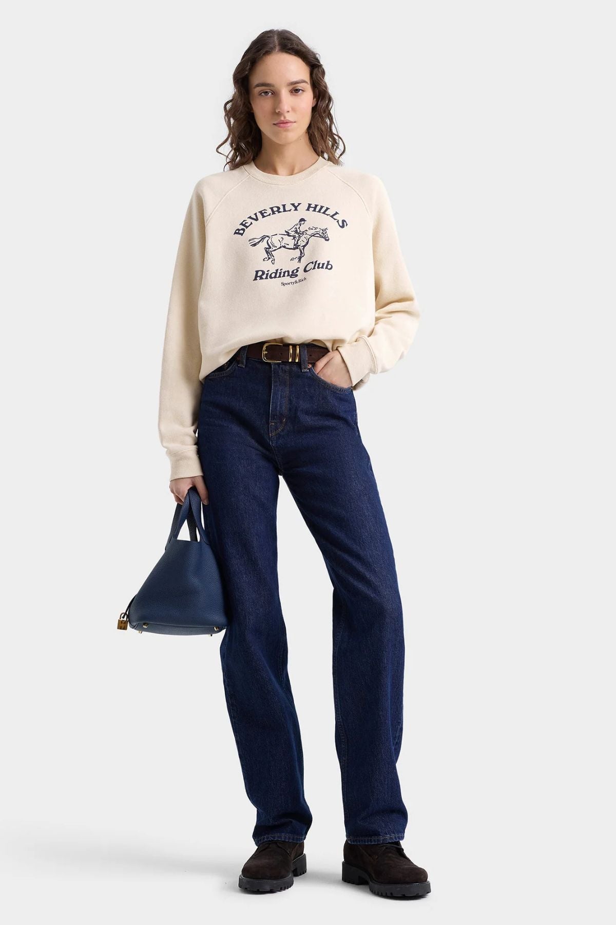 Sporty & Rich BH Riding Club Soft Crewneck - Cream