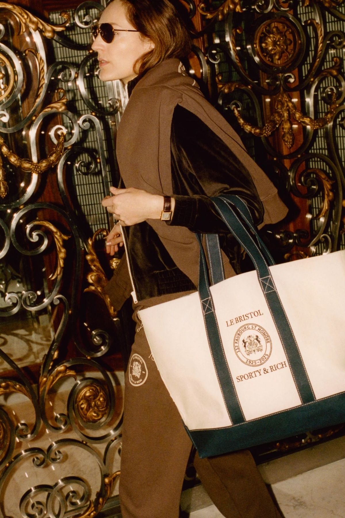 Sporty & Rich Bristol Crest 100th Sweatpant - Chocolate/ Cream