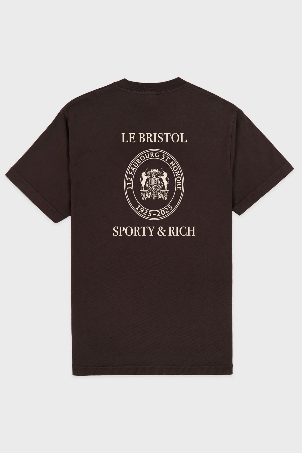 Sporty & Rich Crest Seal 100th T-Shirt - Chocolate/ Cream