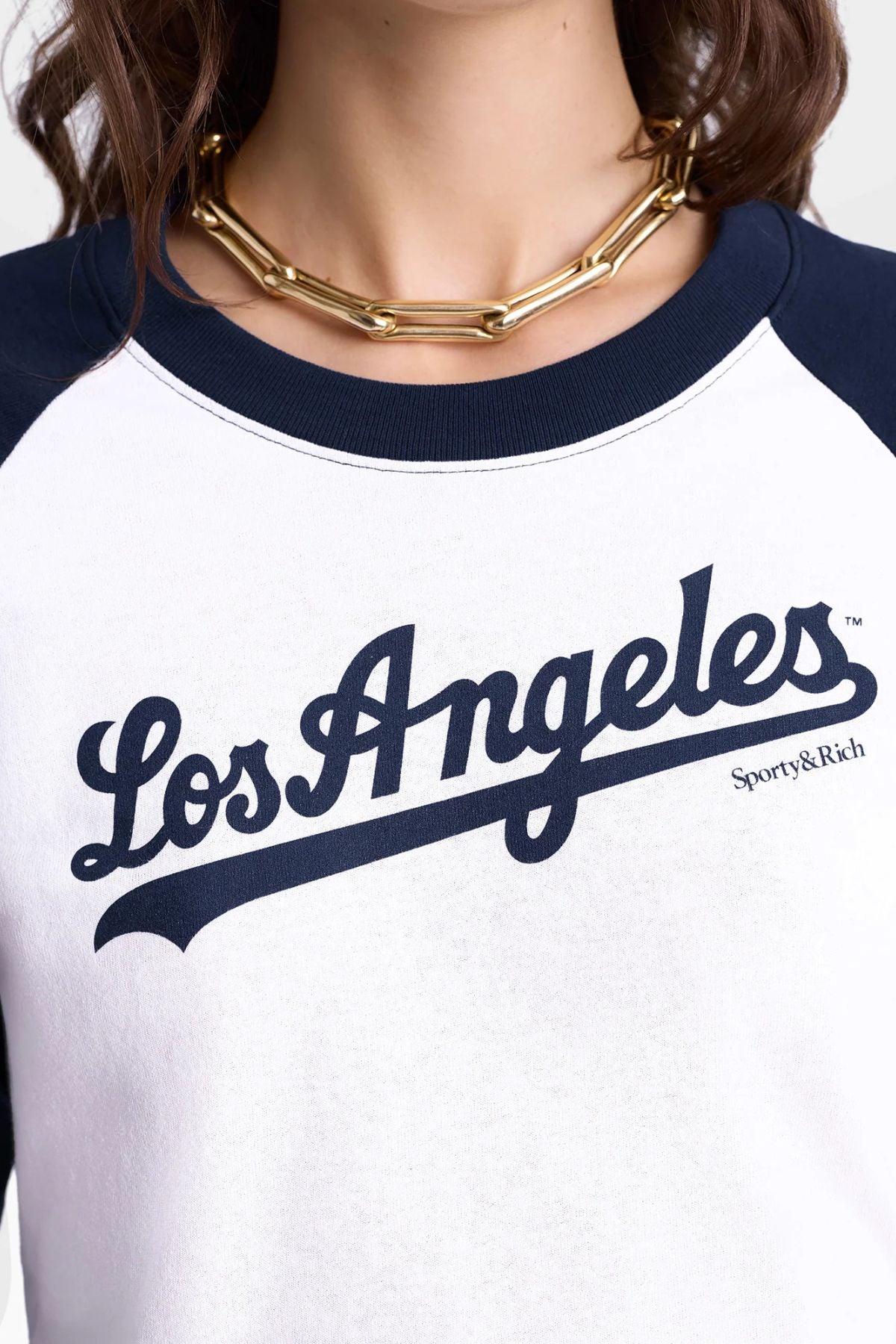 Sporty & Rich Dodgers Baseball Tee - White/ Dark Navy