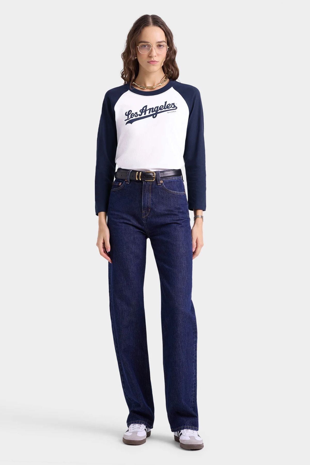 Sporty & Rich Dodgers Baseball Tee - White/ Dark Navy