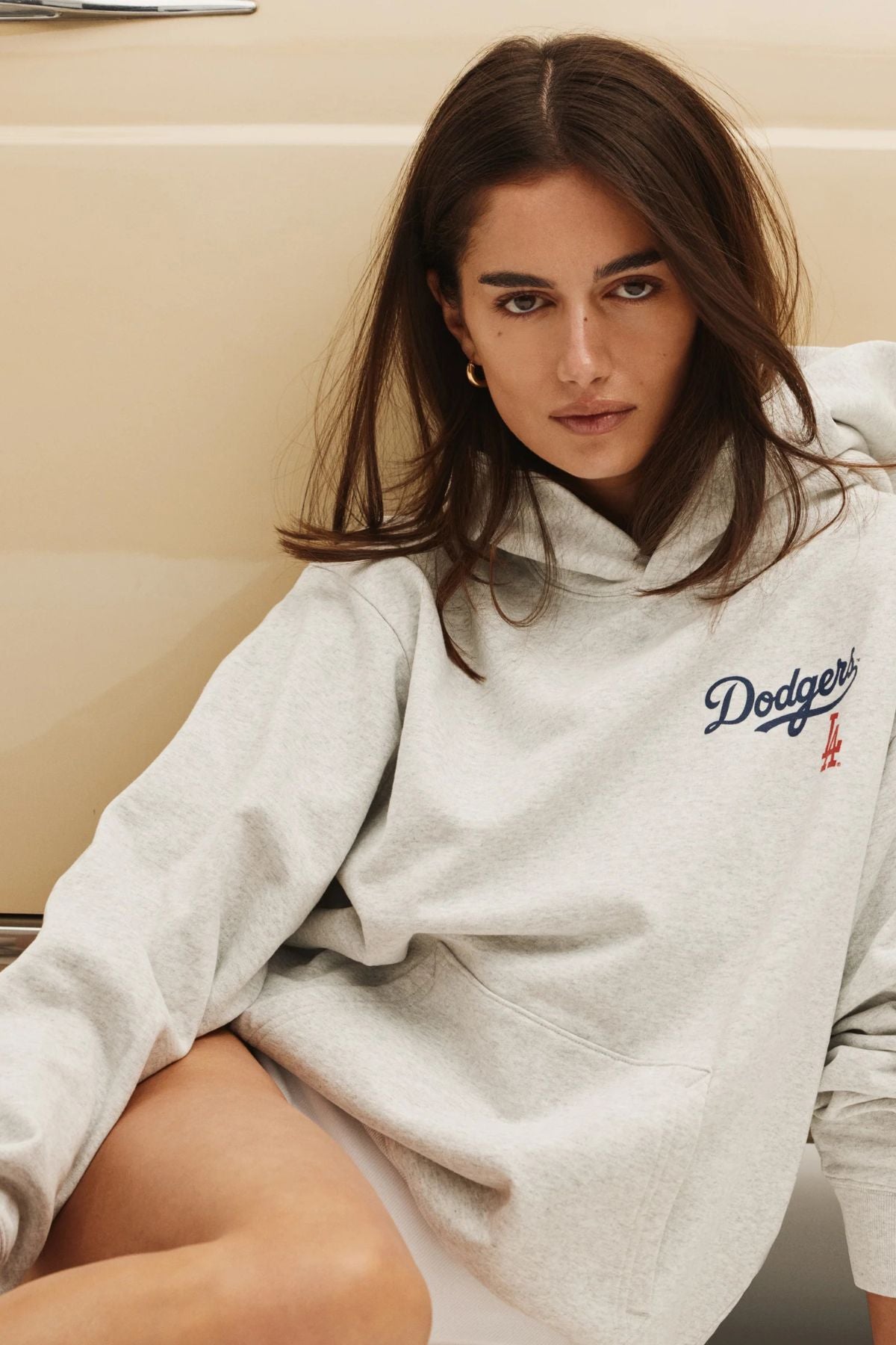 Sporty & Rich Dodgers Serif Hoodie - Heather Grey