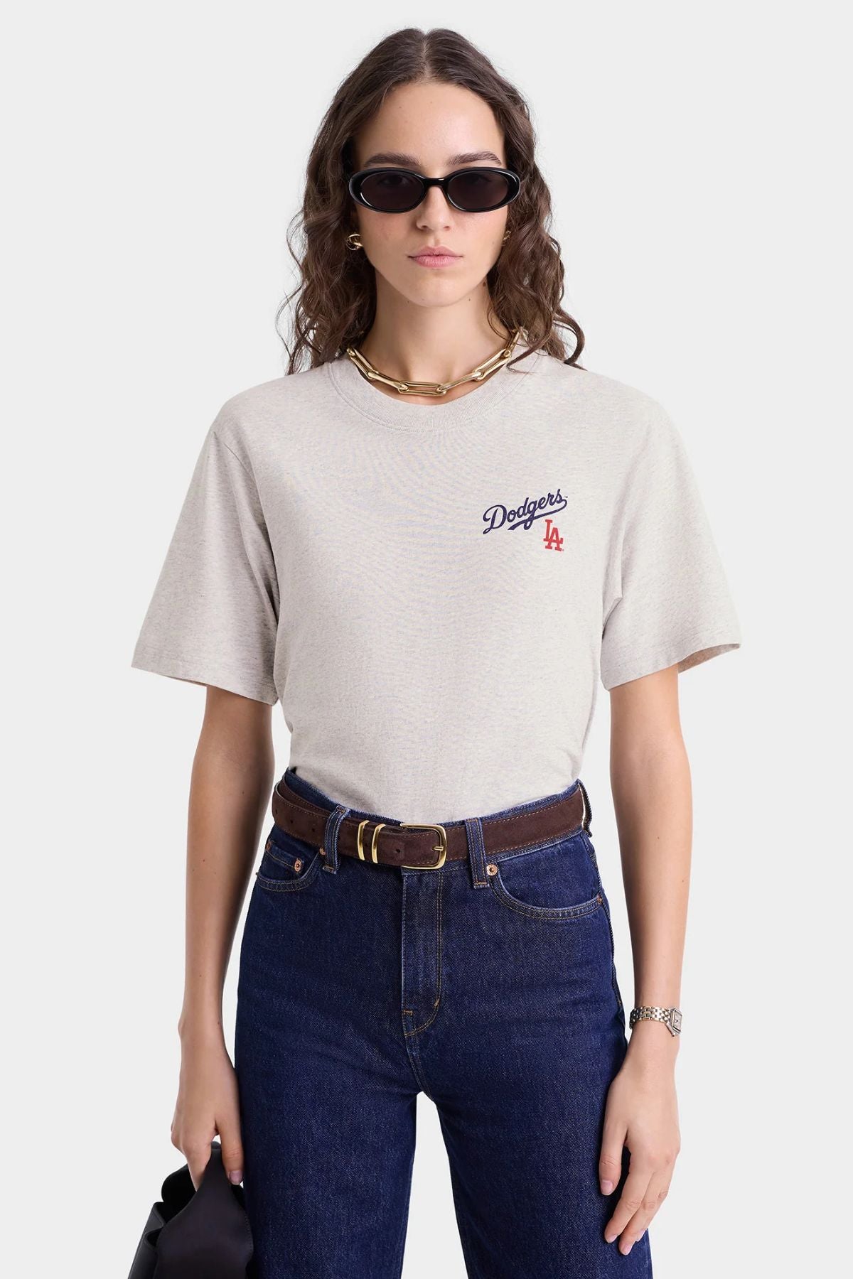 Sporty & Rich Dodgers Serif T-Shirt - Heather Grey