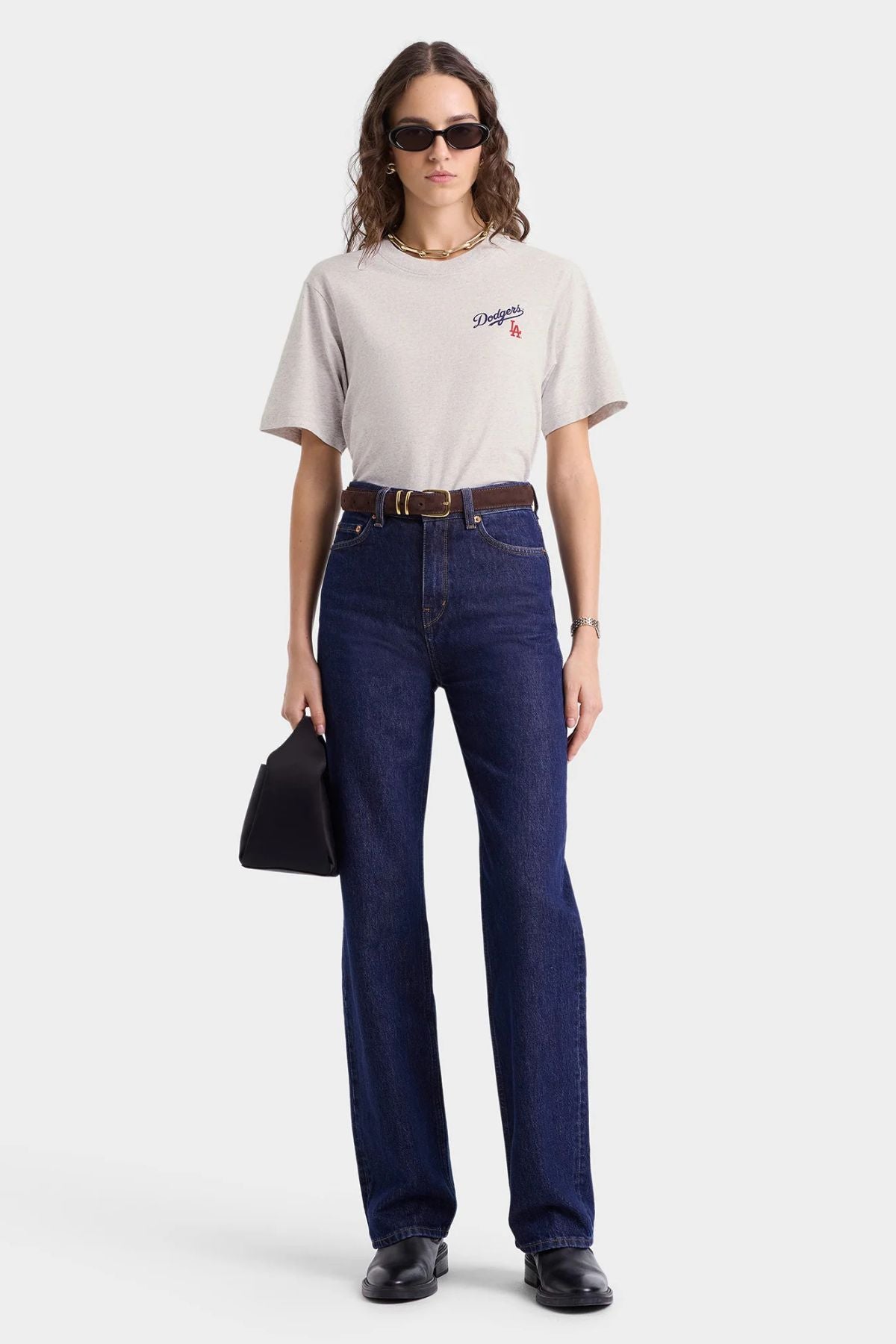 Sporty & Rich Dodgers Serif T-Shirt - Heather Grey