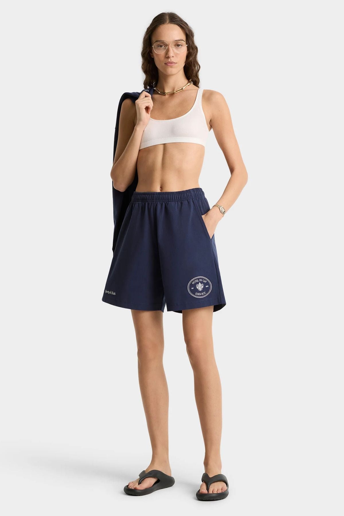 Sporty & Rich Eden Crest Gym Short - Dark Navy