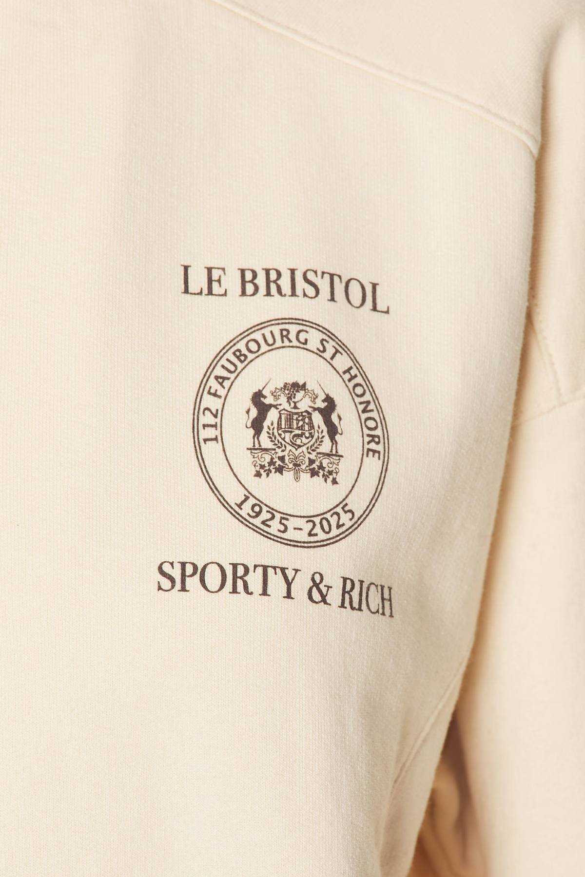 Sporty & Rich Faubourg Quarter Zip Sweatshirt - Cream/ Chocolate