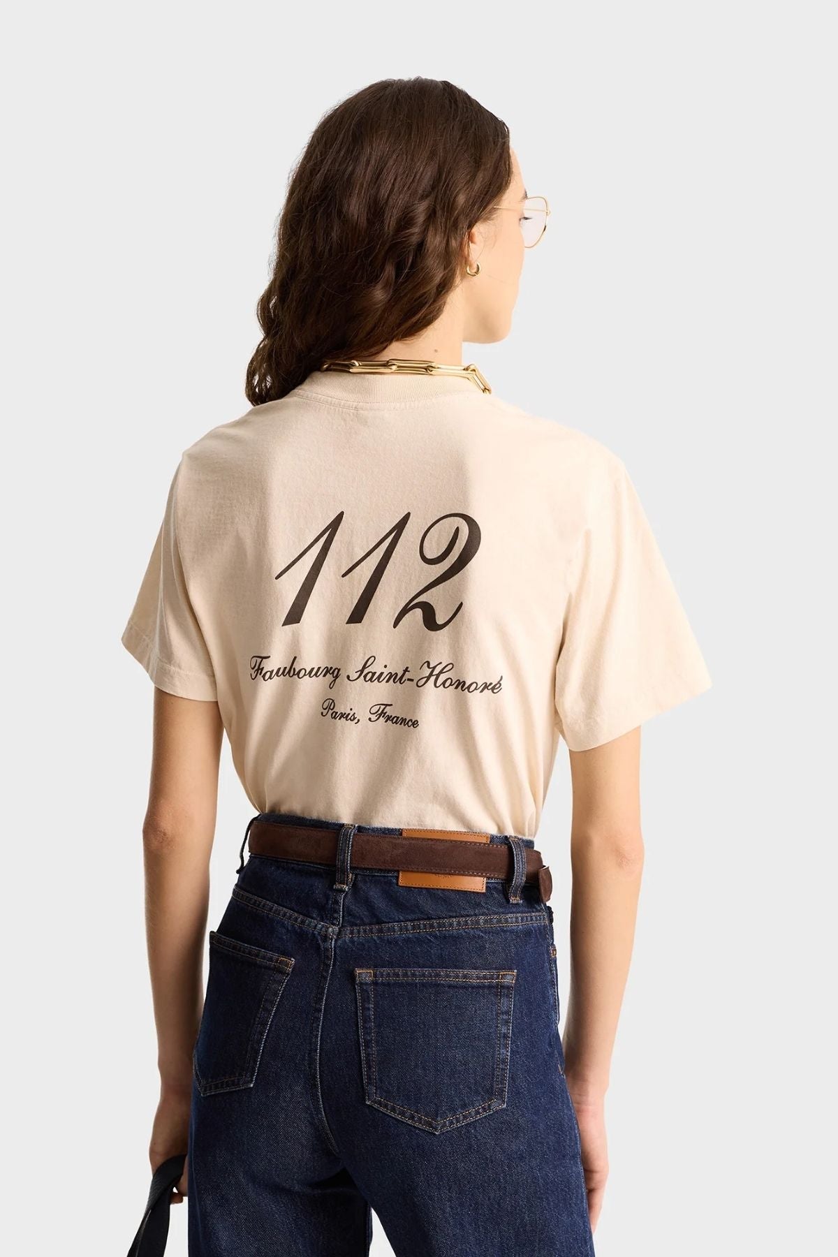 Sporty & Rich Faubourg T-Shirt - Cream/ Chocolate