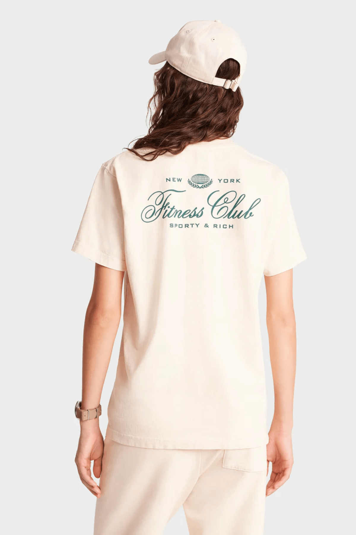 Sporty & Rich Fitness World T-Shirt - Cream/ Alpine