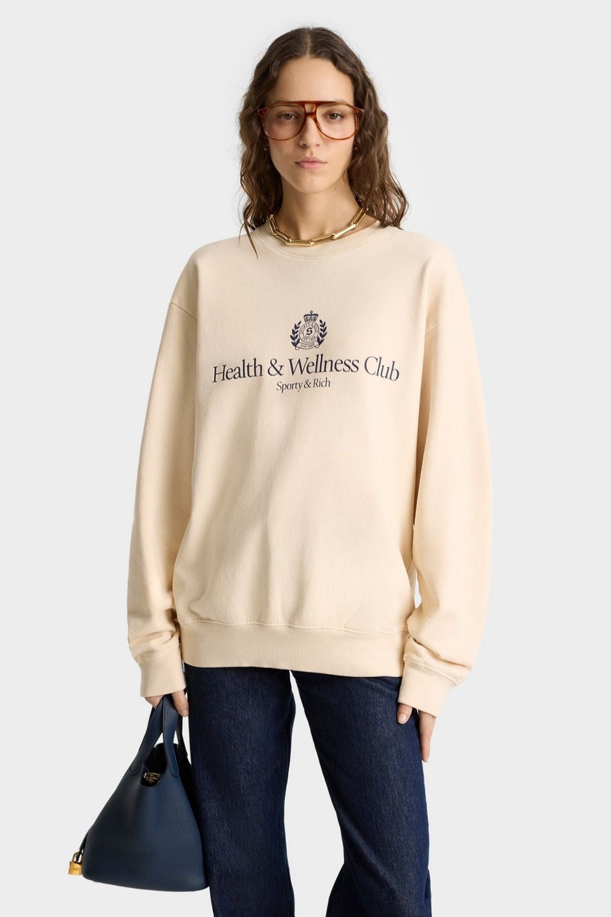 Sporty & Rich H&W Crest Crewneck - Cream