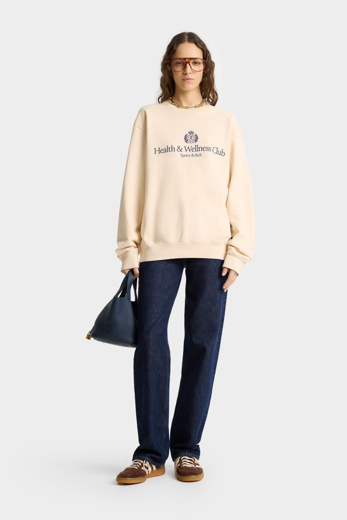Sporty & Rich H&W Crest Crewneck - Cream
