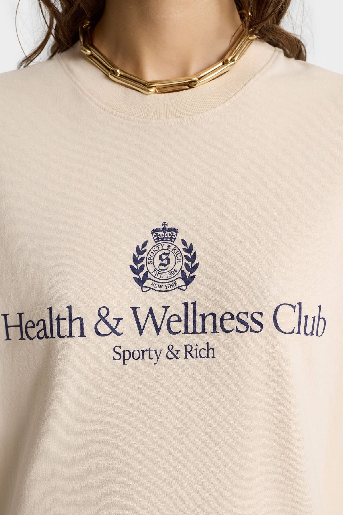 Sporty & Rich H&W Crest T-Shirt - Cream