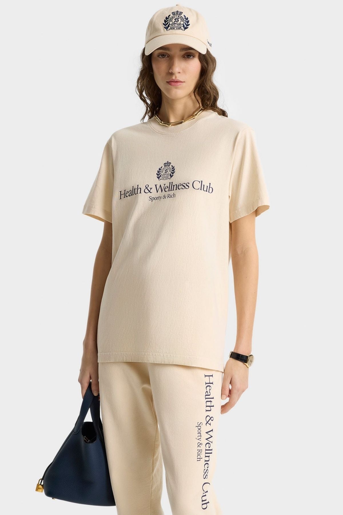 Sporty & Rich H&W Crest T-Shirt - Cream