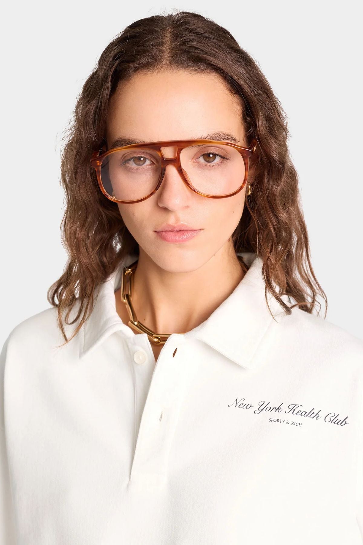 Sporty & Rich NY Health Club Polo - White/ Navy