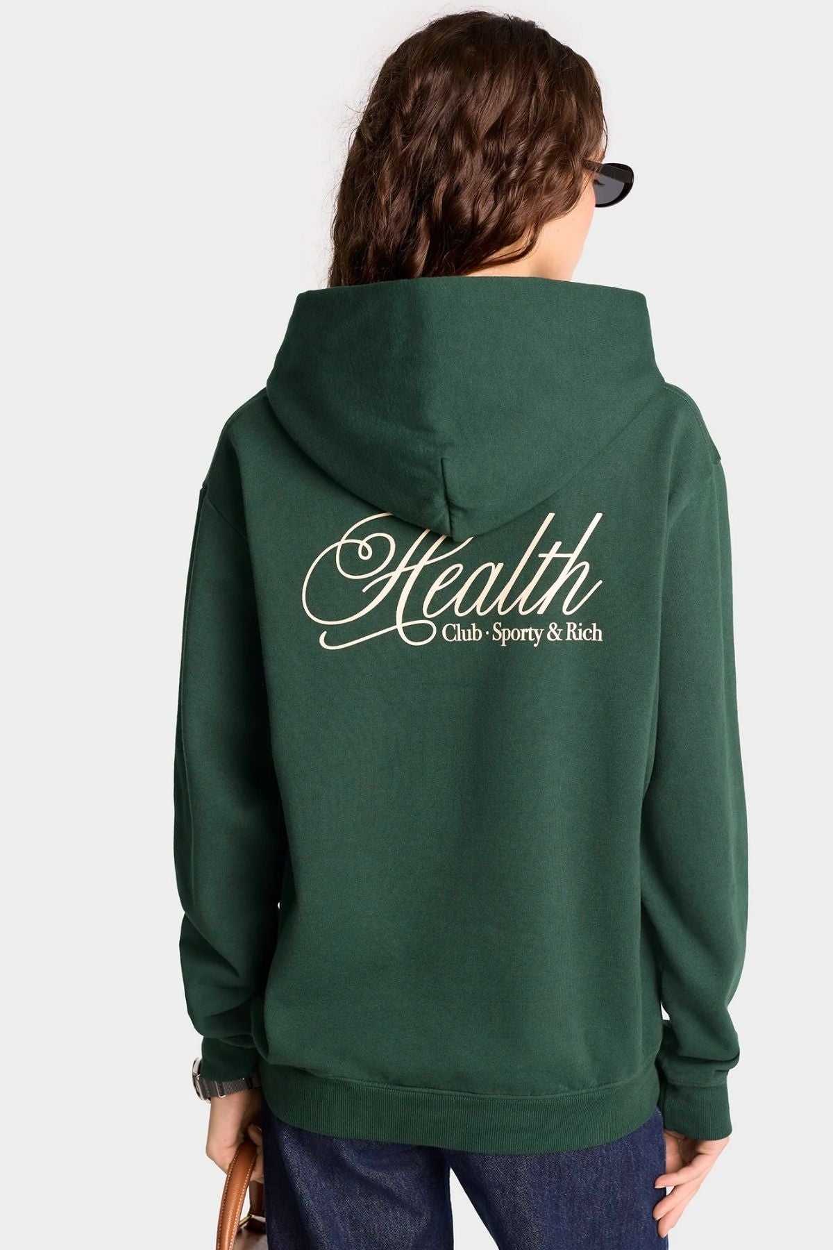 Sporty & Rich Health Script Hoodie - Forest/ Cream
