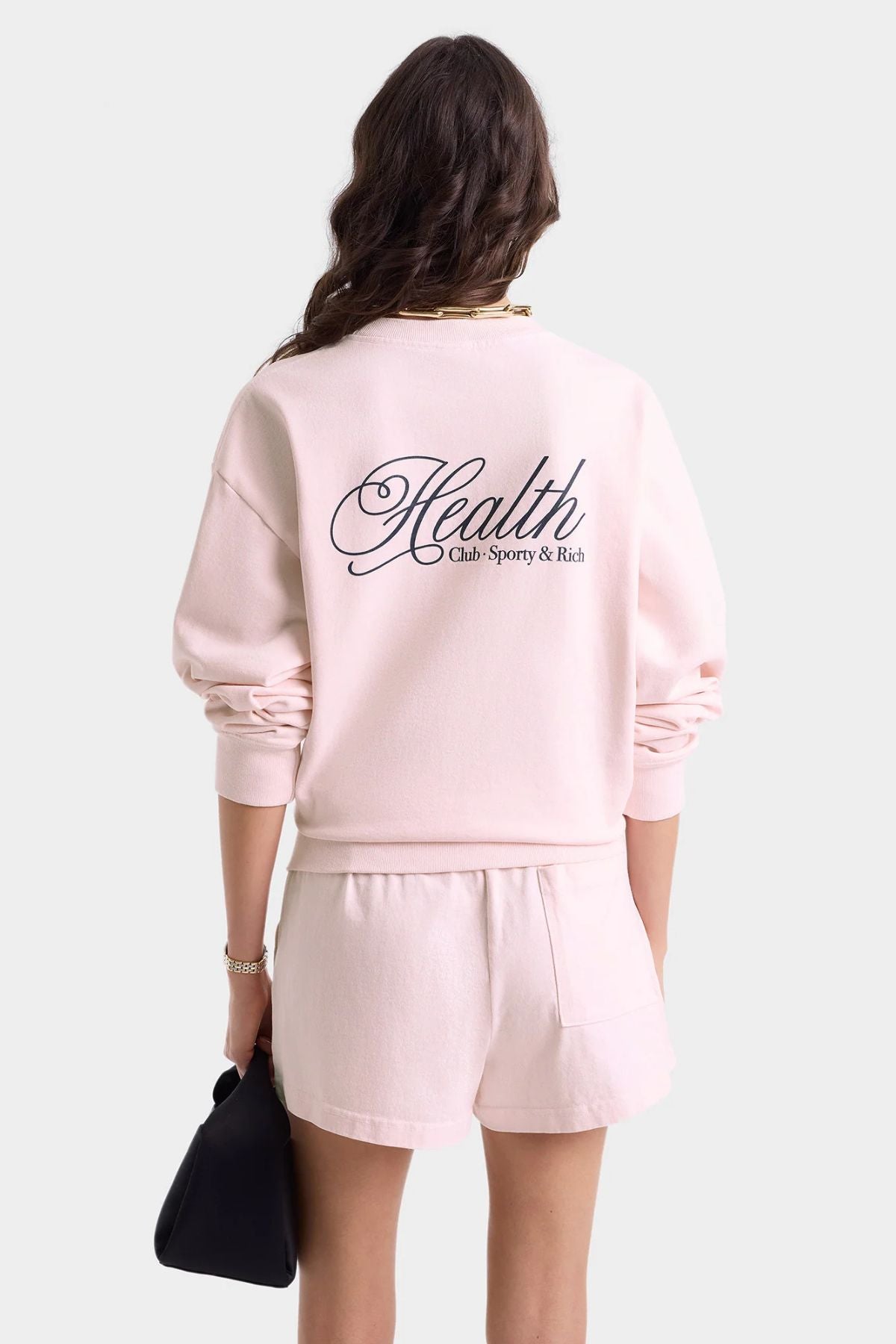 Sporty & Rich Health Script Crewneck - Pink Dolphin