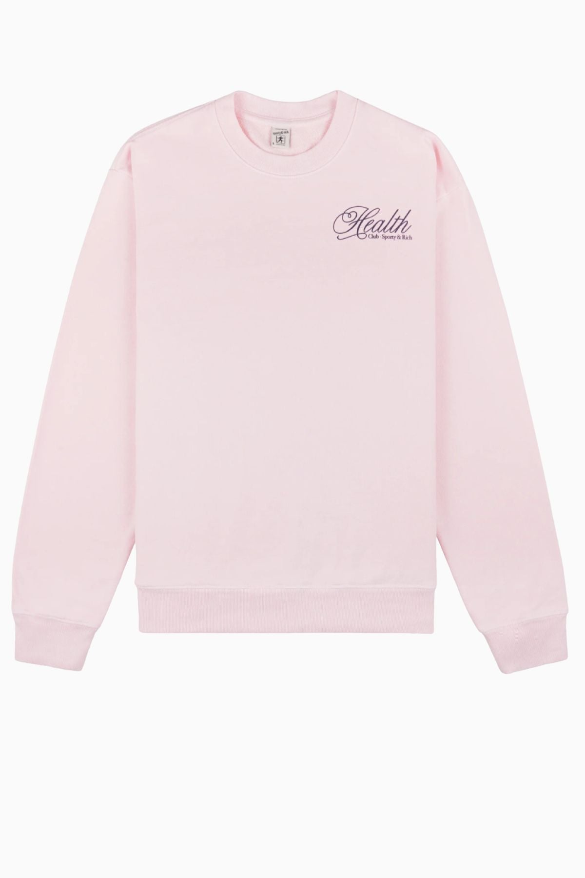 Sporty & Rich Health Script Crewneck - Pink Dolphin