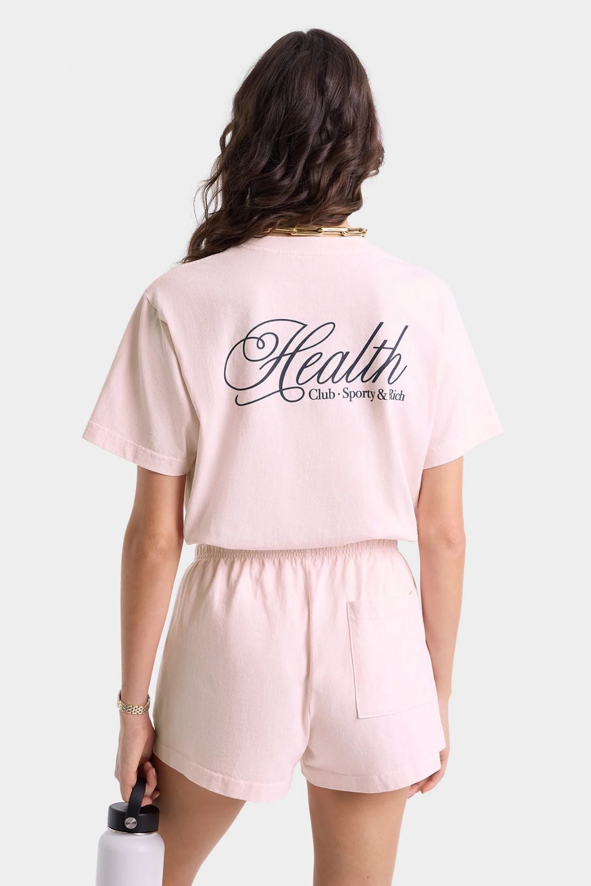 Sporty & Rich Health Script T-Shirt - Pink Dolphin