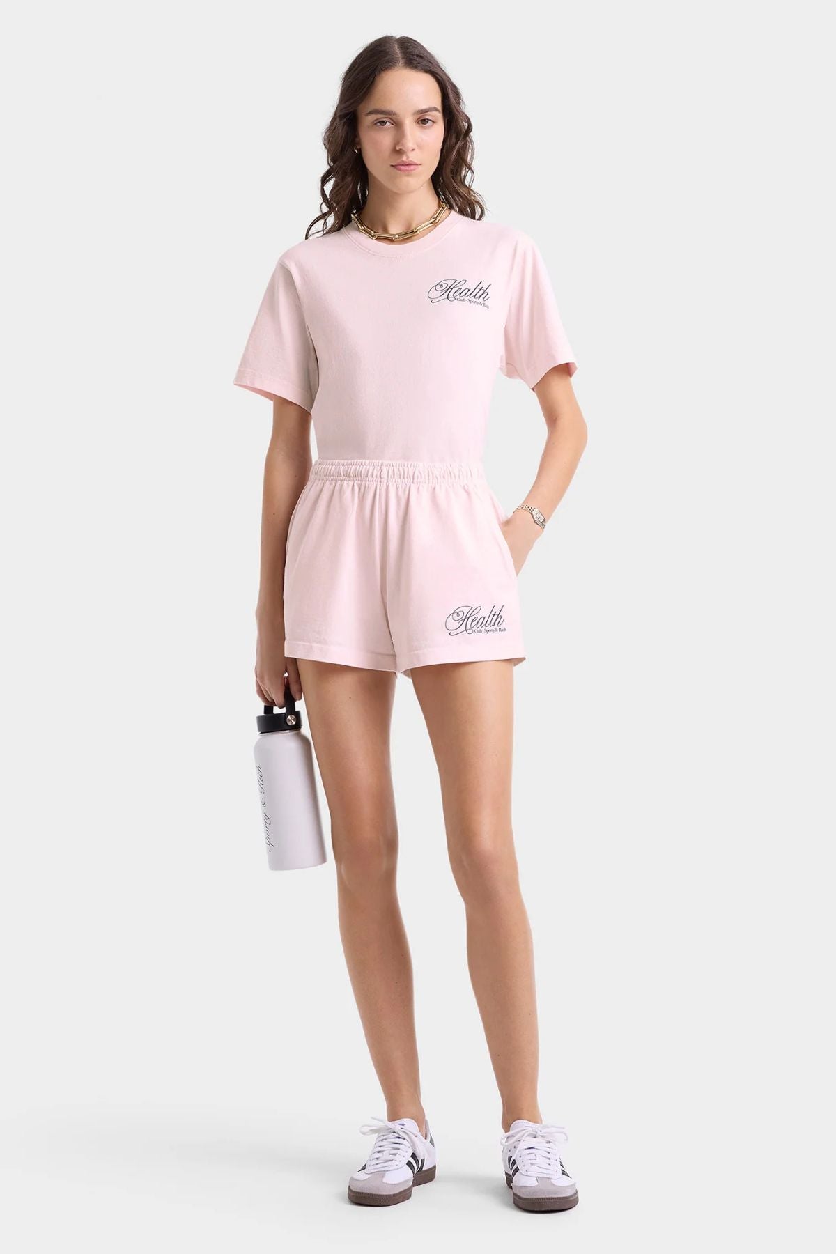 Sporty & Rich Health Script T-Shirt - Pink Dolphin