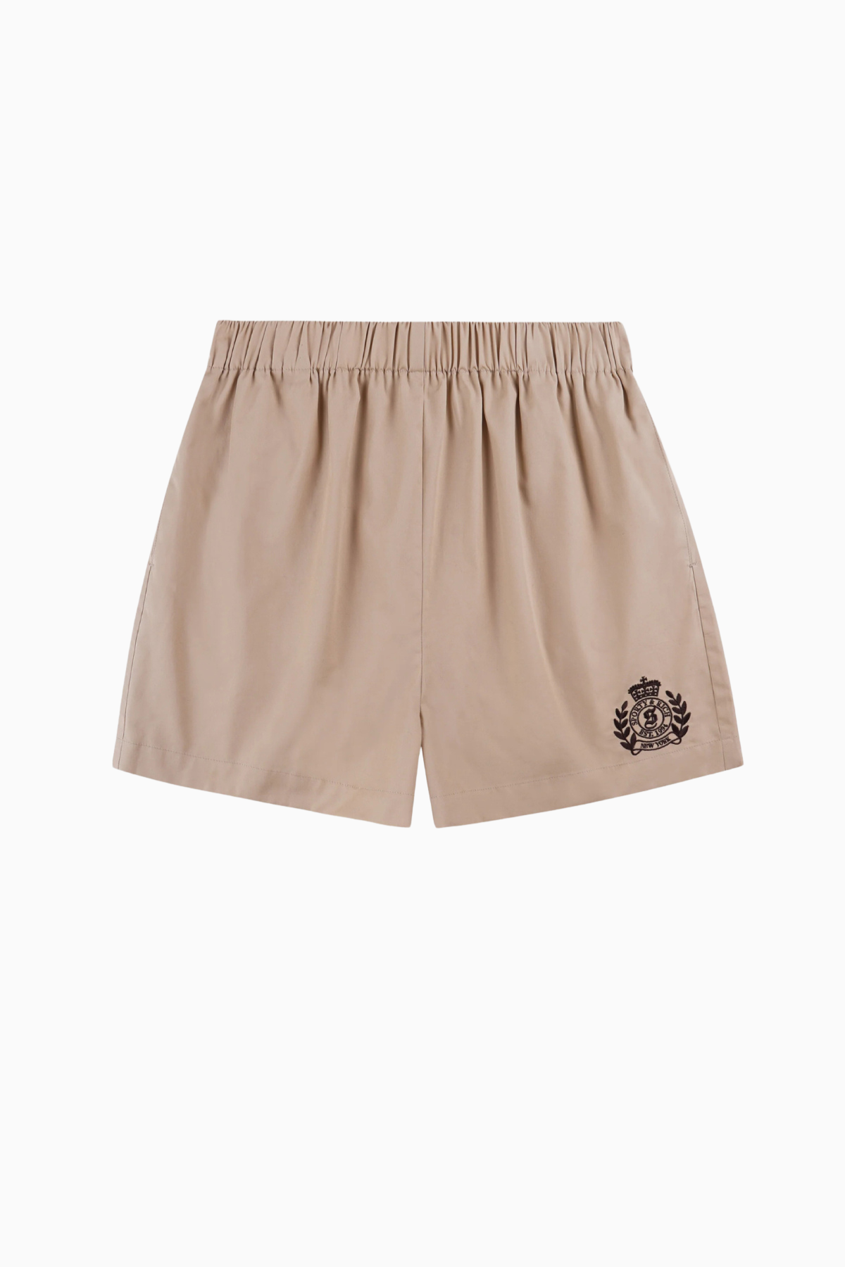 Sporty & Rich H&W Crest Poplin Short - Light tan