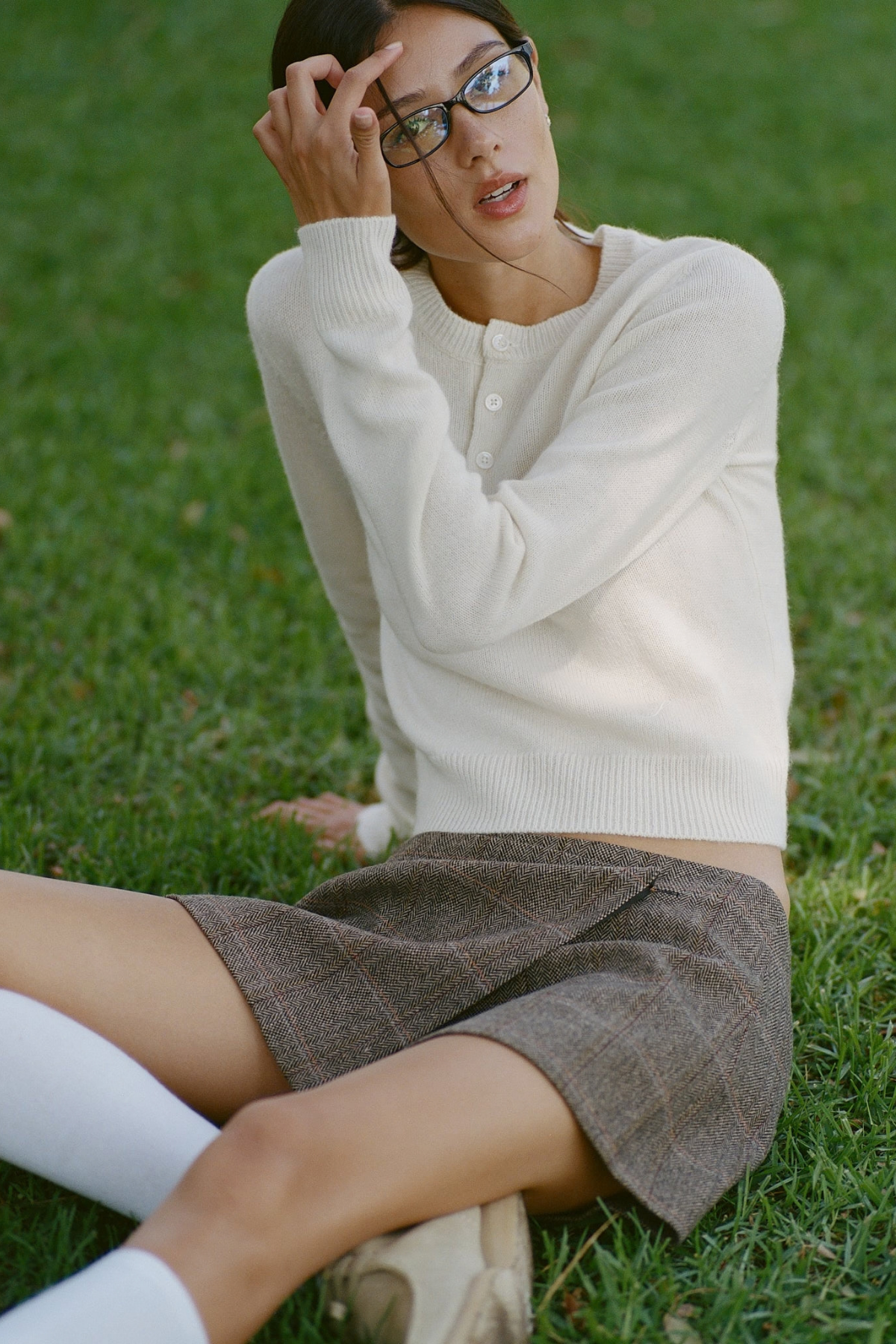 Sporty & Rich Iba S Logo Cashmere Henley - Off White