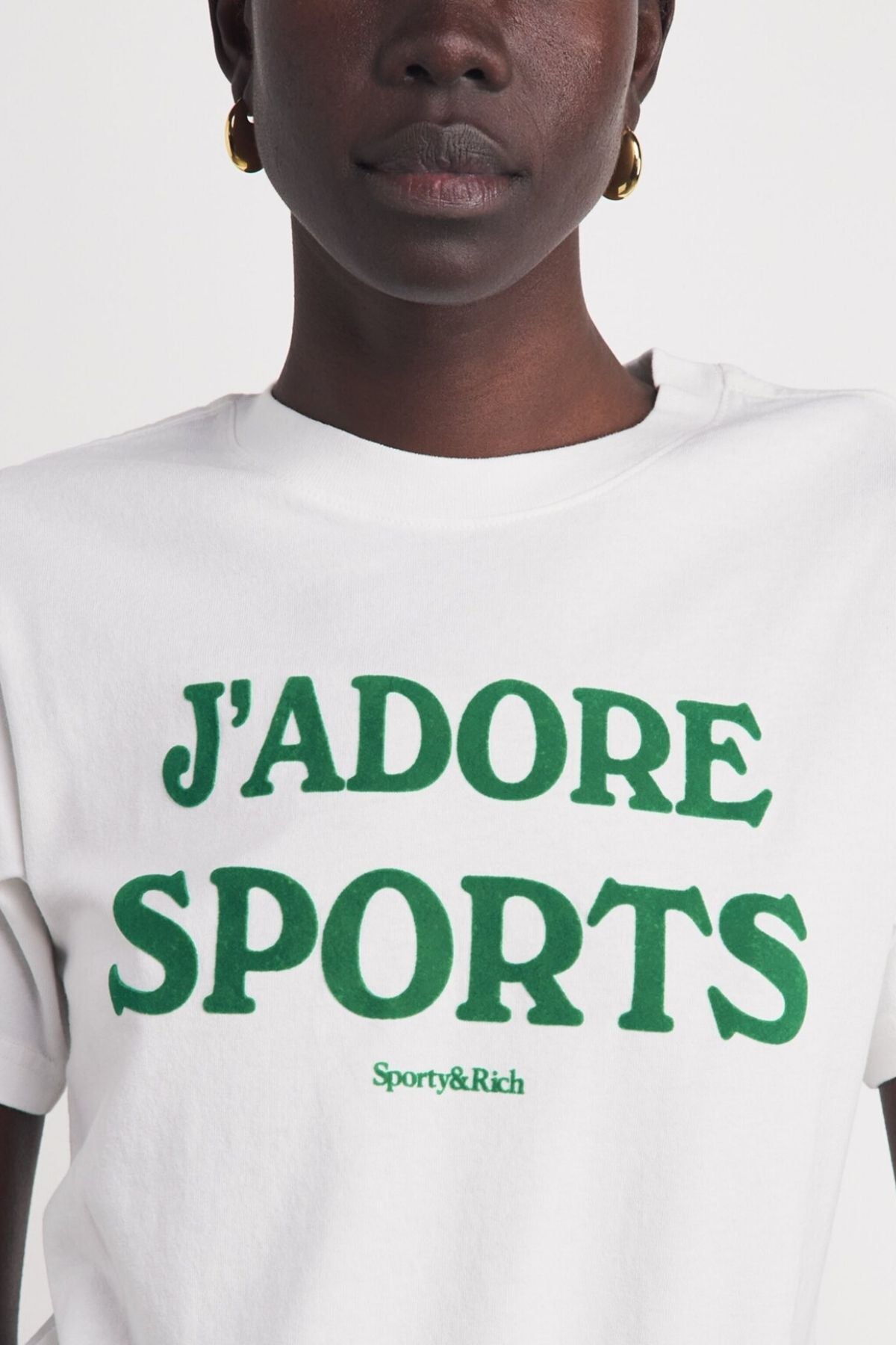 Sporty & Rich J'Adore Sports Baby Tee - White Kelly