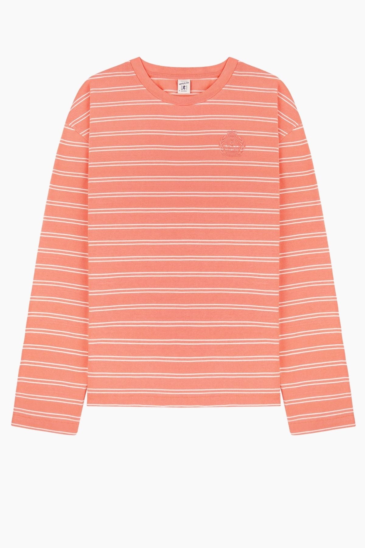 Sporty & Rich NY Crest Easy LS Tee - Flamingo/ White