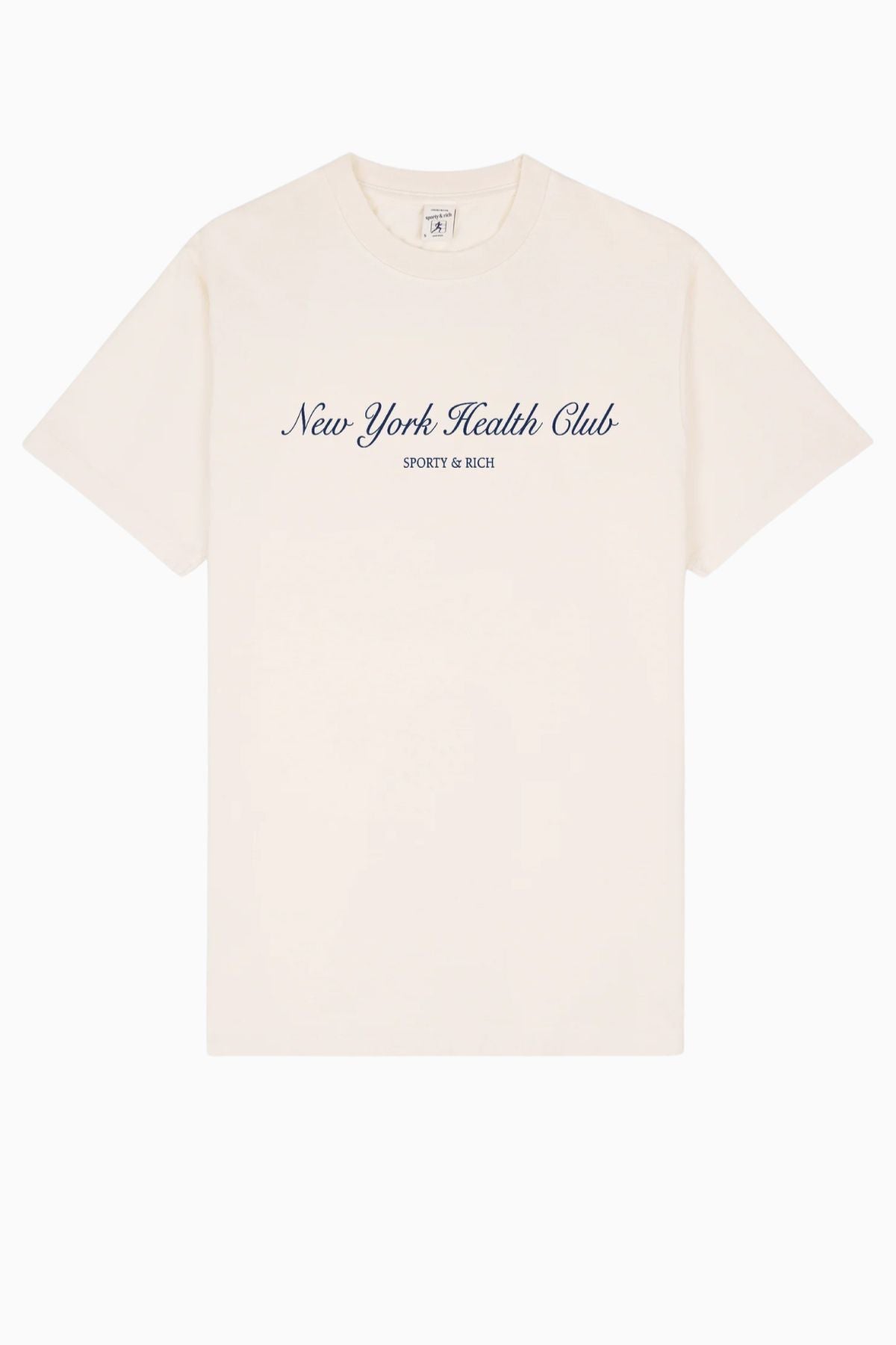 Sporty & Rich NY Health Club T-Shirt - Cream/ Navy