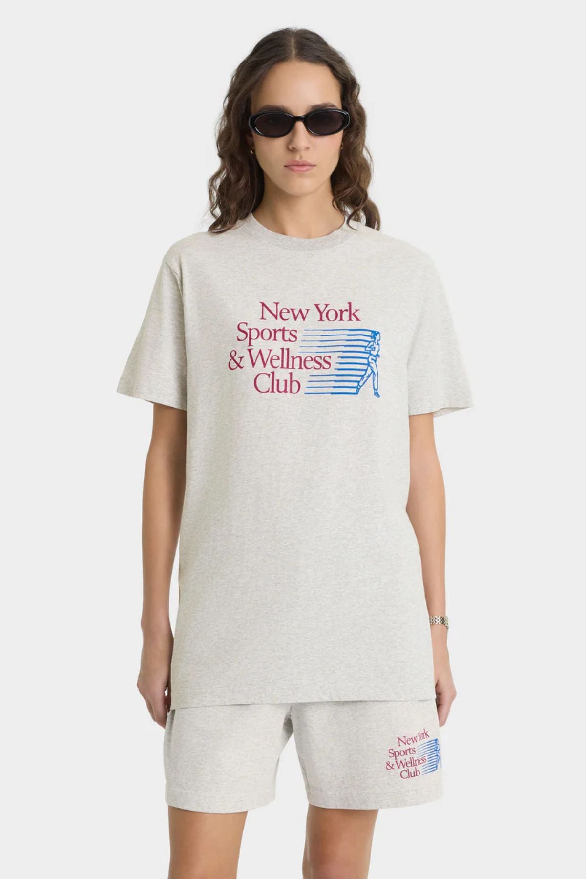 Sporty & Rich NY Motion T-Shirt - Heather Grey