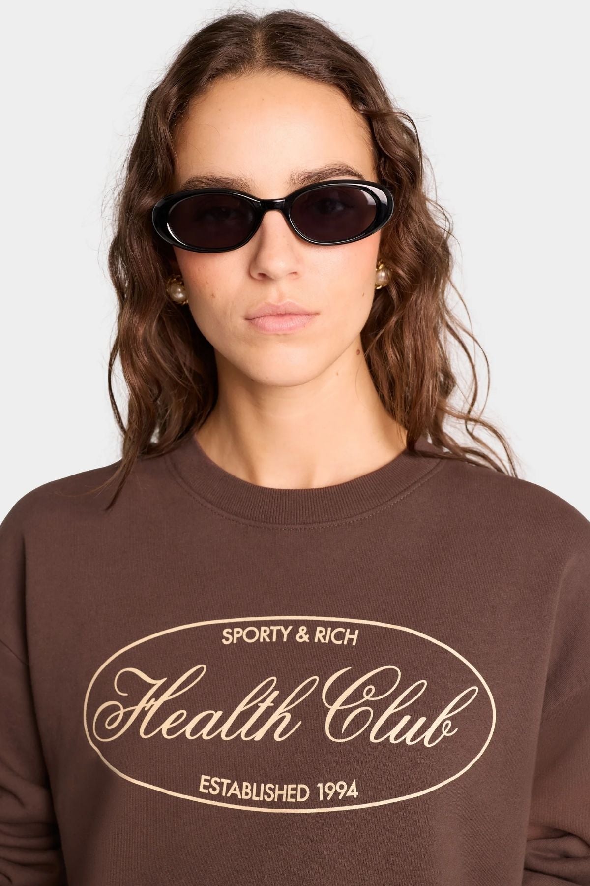 Sporty & Rich Oval Health Sweatshirt - Chocolate/ Cream