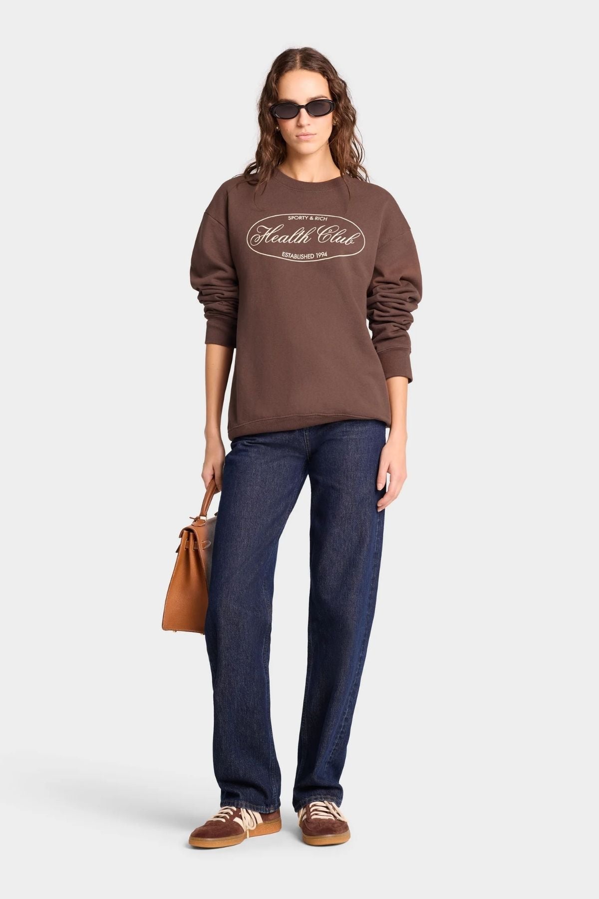 Sporty & Rich Oval Health Sweatshirt - Chocolate/ Cream