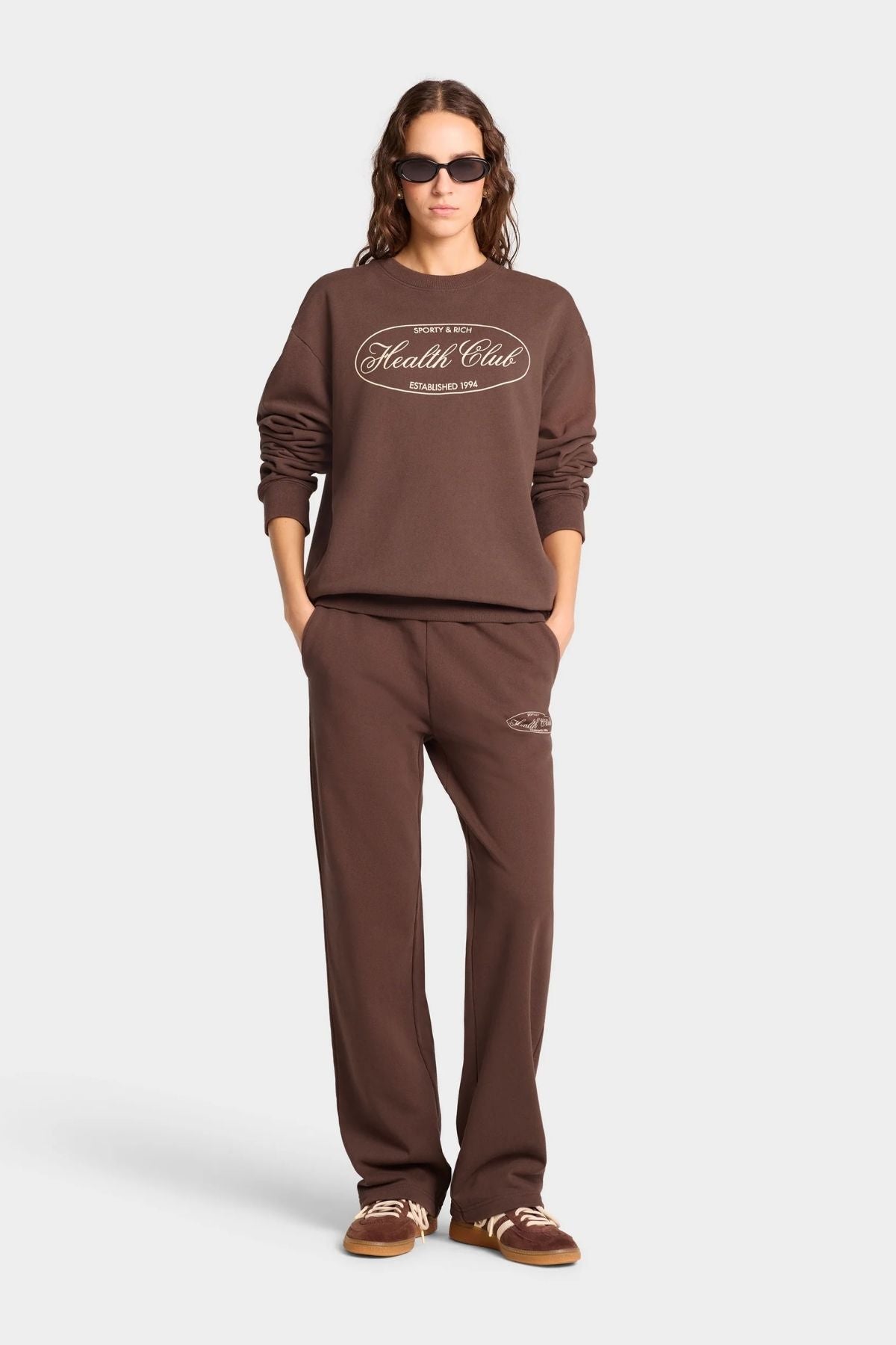 Sporty & Rich Oval Health Sweatpant - Chocolate/ Cream