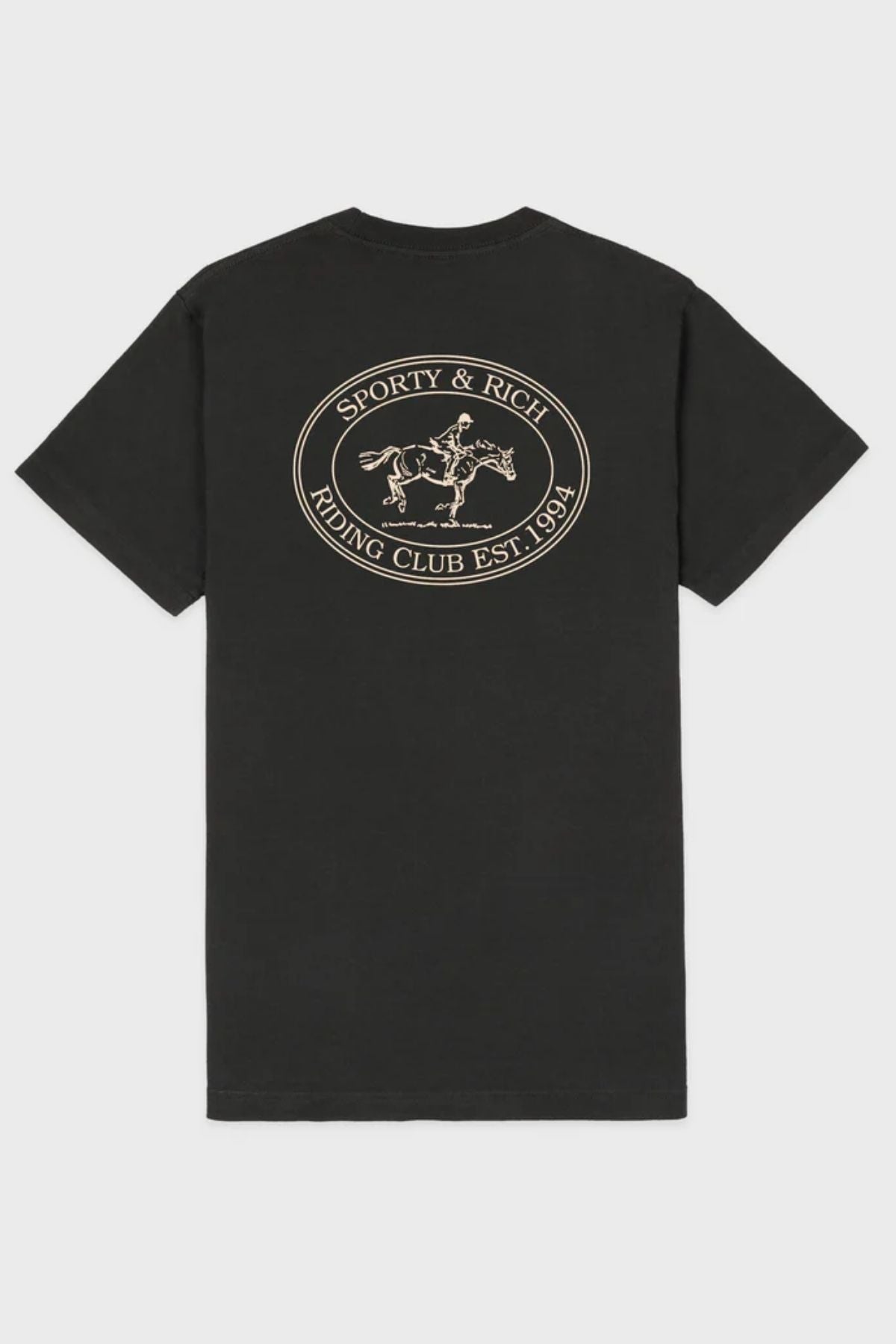 Sporty & Rich Riding Club T-Shirt - Faded Black/ Cream