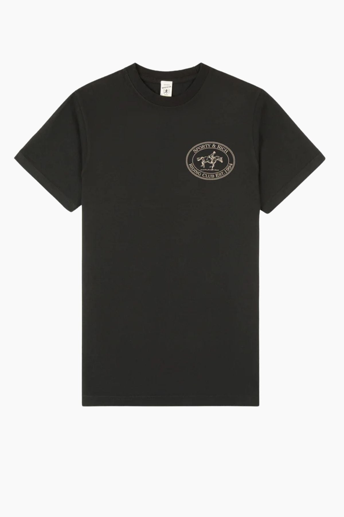 Sporty & Rich Riding Club T-Shirt - Faded Black/ Cream