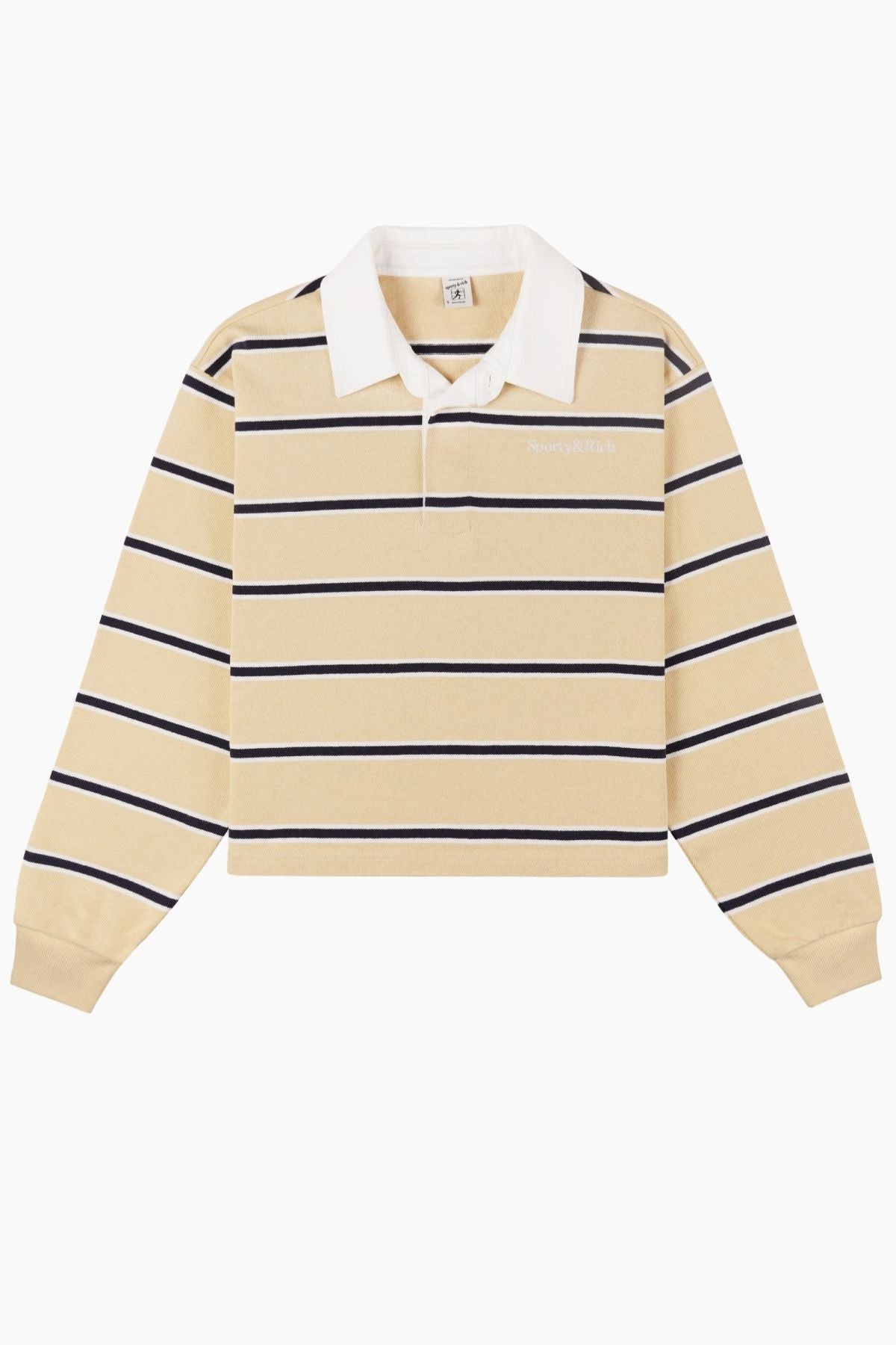 Sporty Rich Cropped Rugby Polo Almond