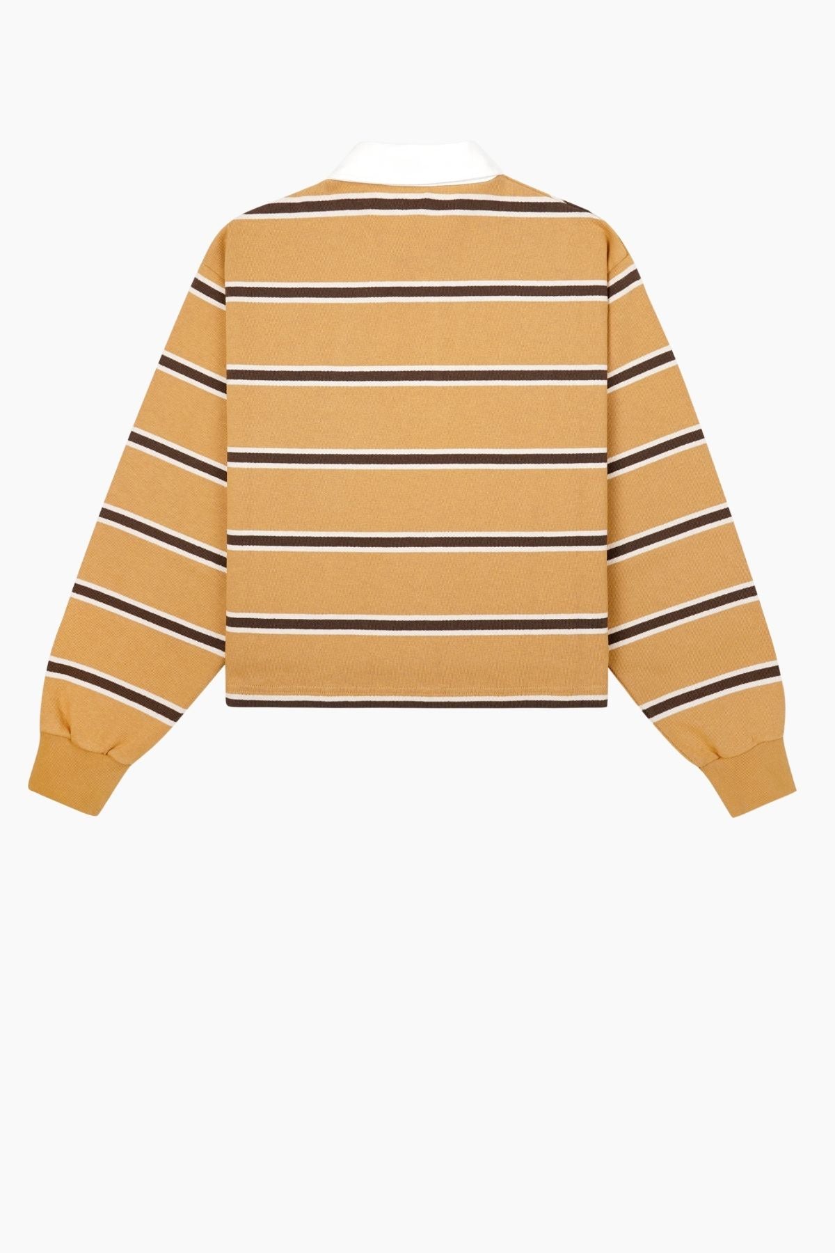 Sporty & Rich Serif Logo Rugby Polo - Camel/ Choc/ Cream