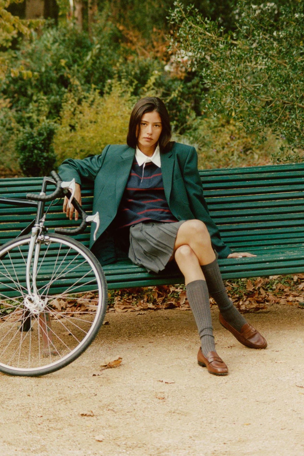 Sporty & Rich Serif Logo Rugby Polo - Dark Navy/ White/ Merlot
