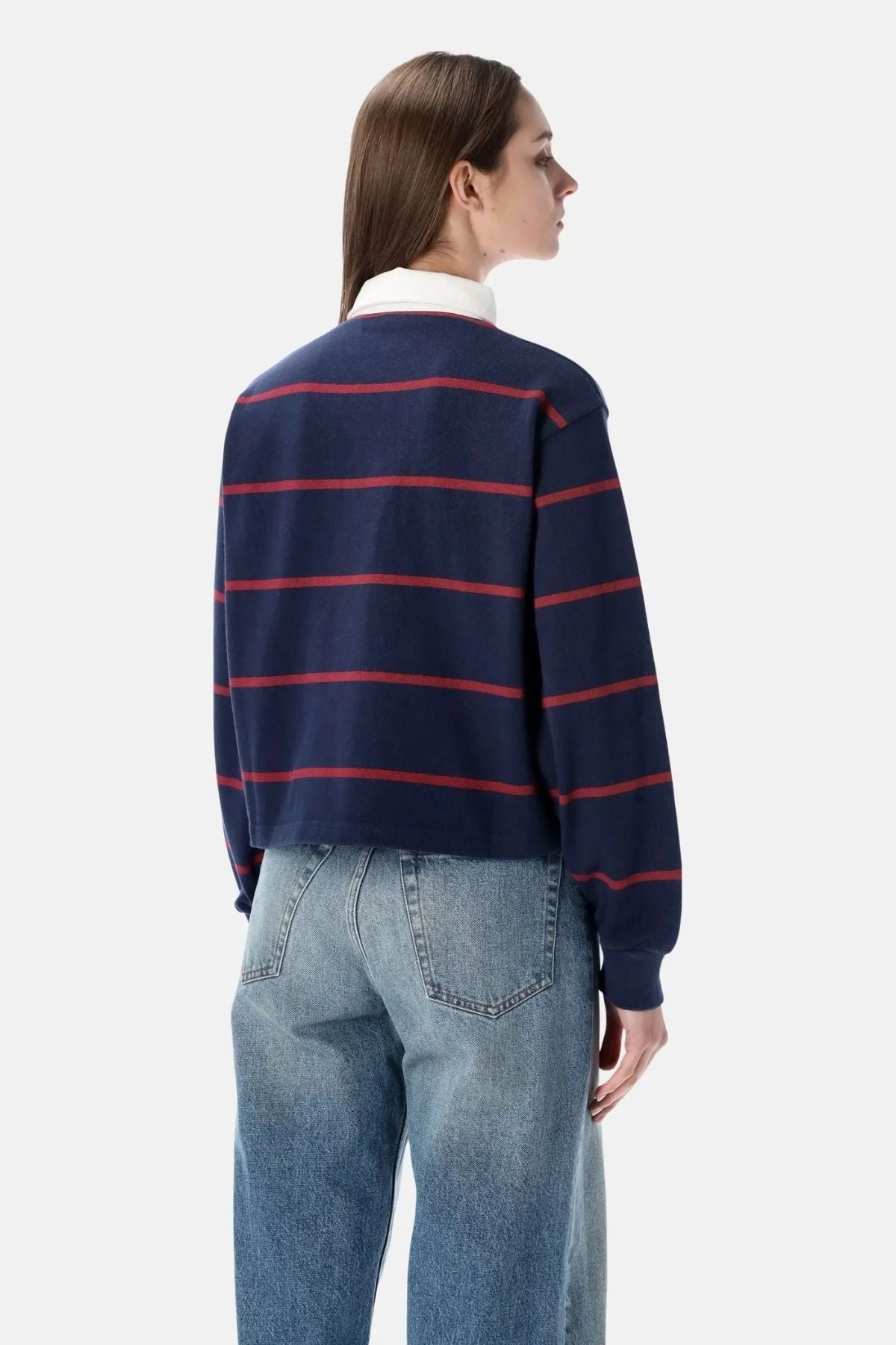 Sporty & Rich Serif Rugby Polo - Navy/Merlot