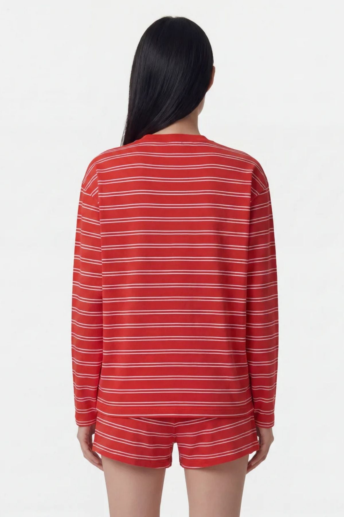 Sporty & Rich Signature Logo Easy LS Tee - Ruby