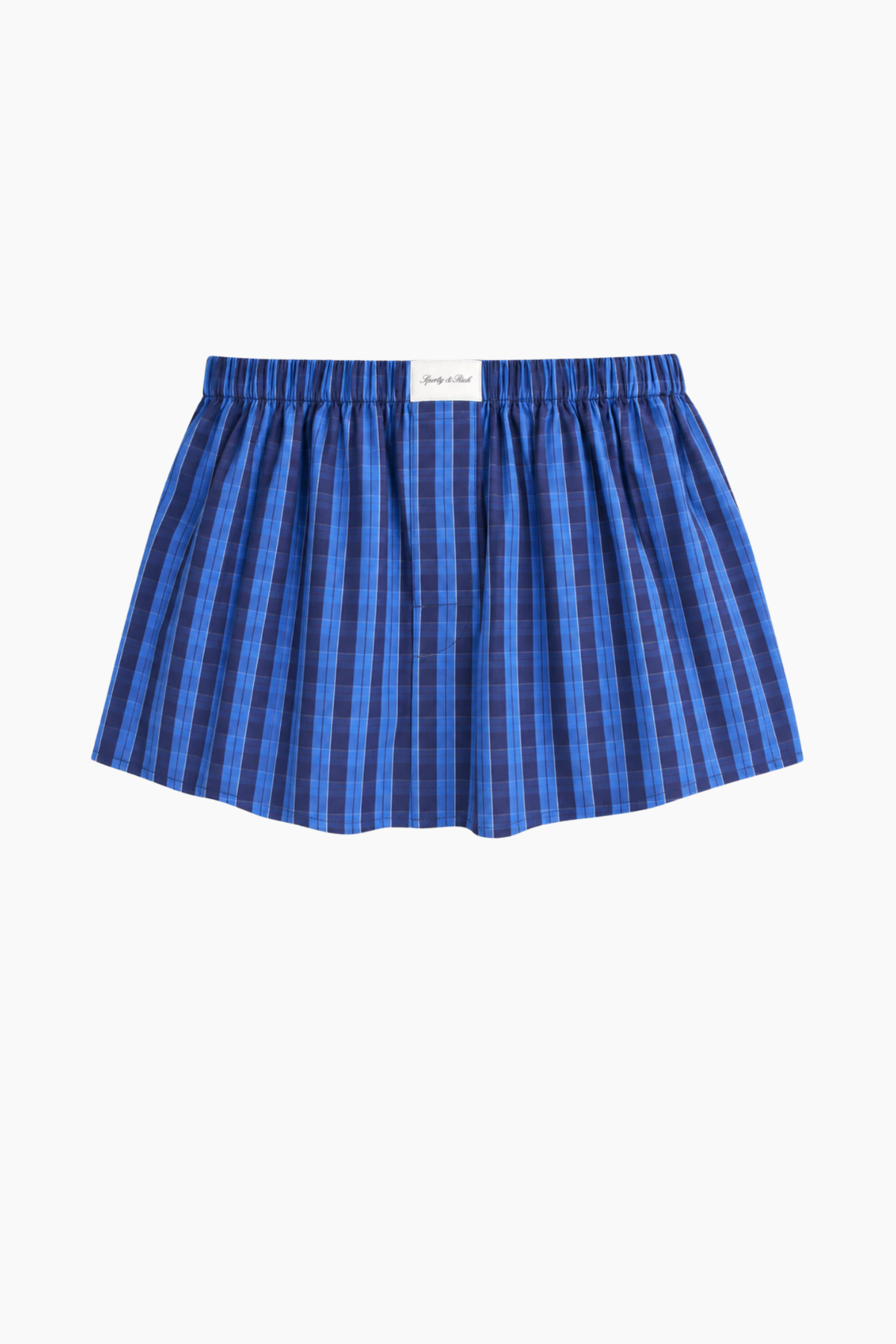 Sporty & Rich Signature Logo Poplin Skirt - Blue Check