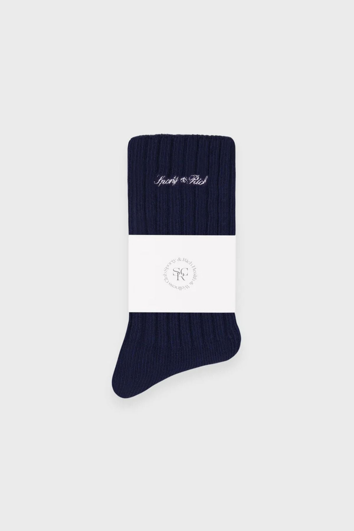 Sporty & Rich Signature Logo Rib Socks - Navy